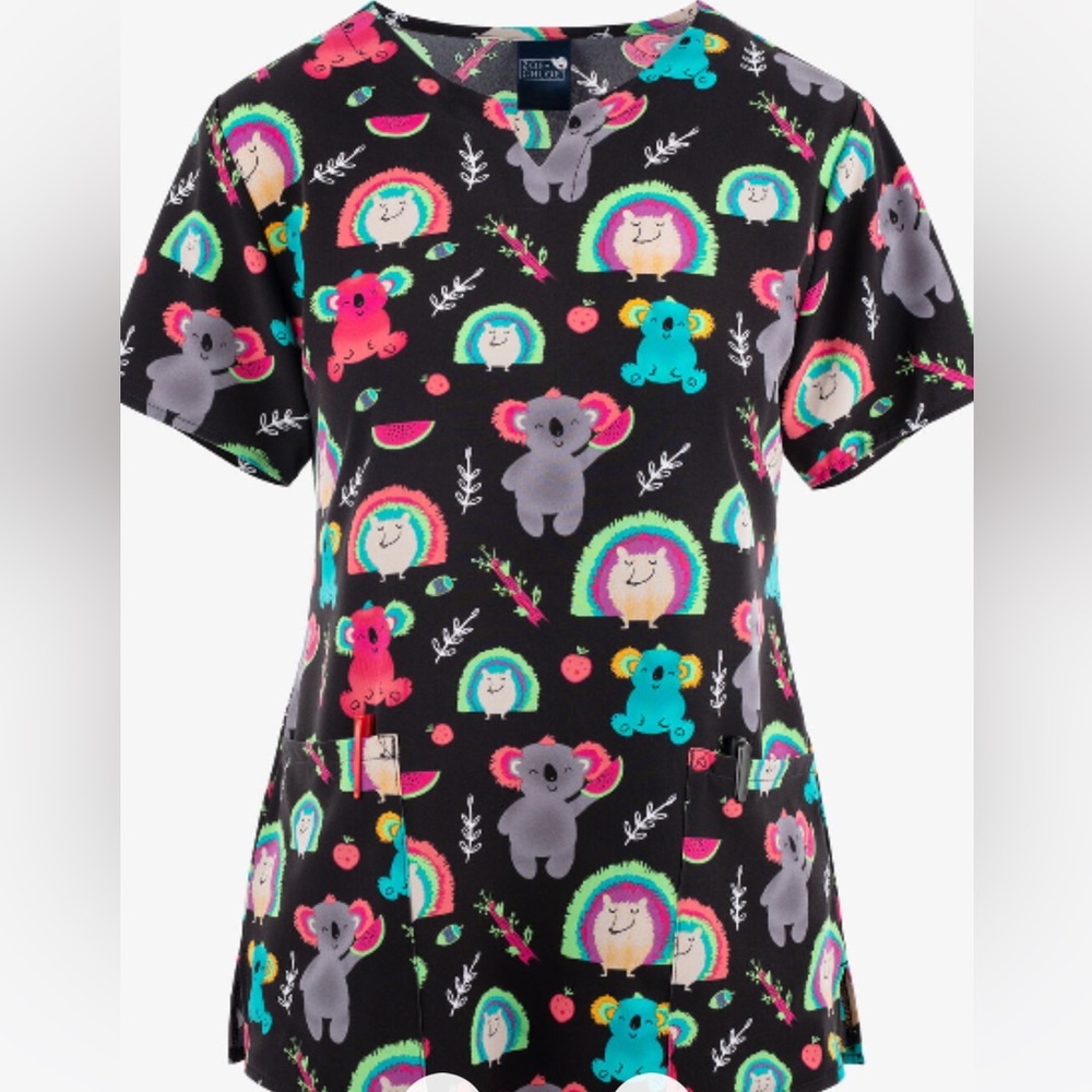 Animal printed scrub top